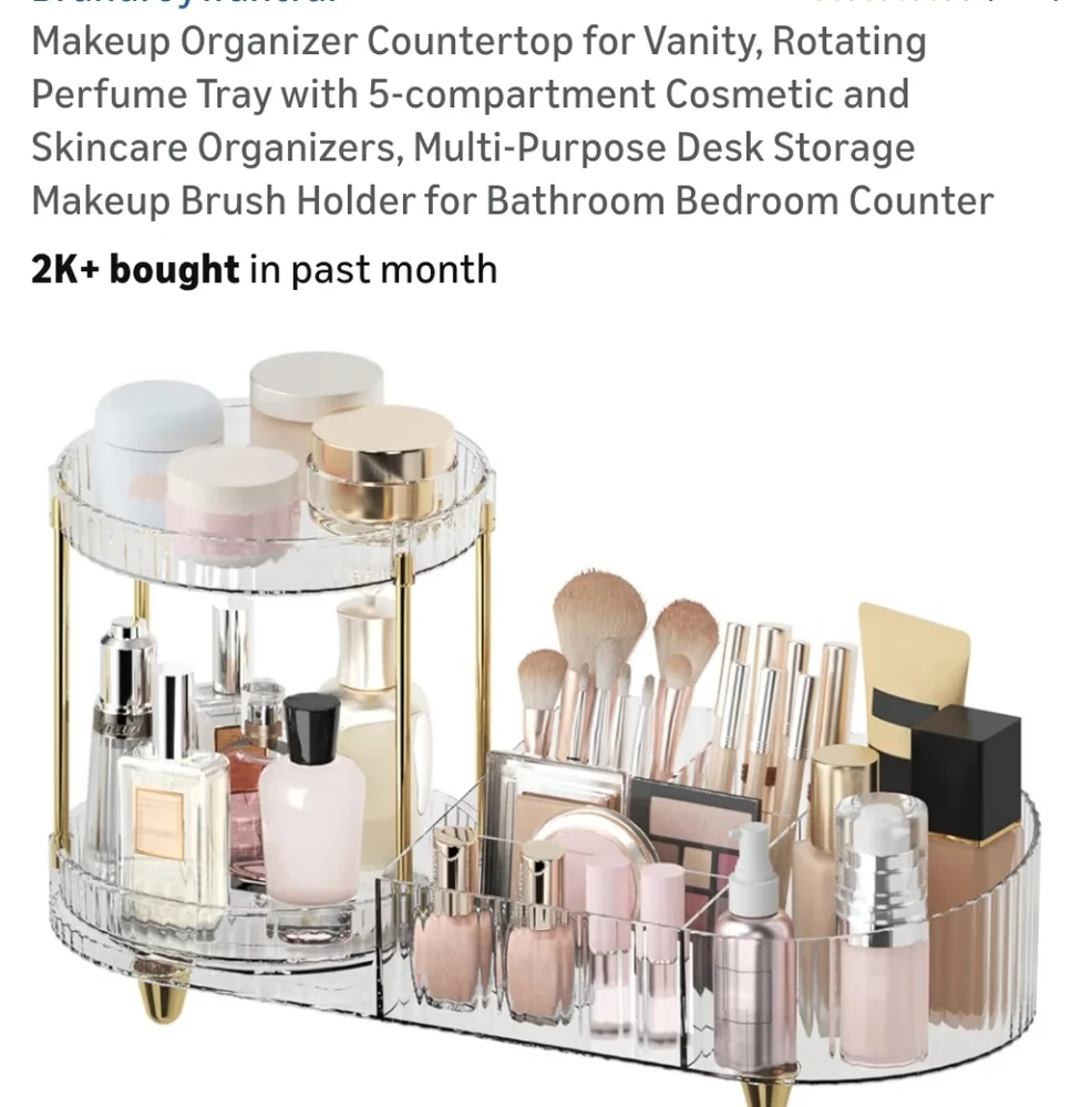 Elegant Gold and Clear Makeup Organizer
